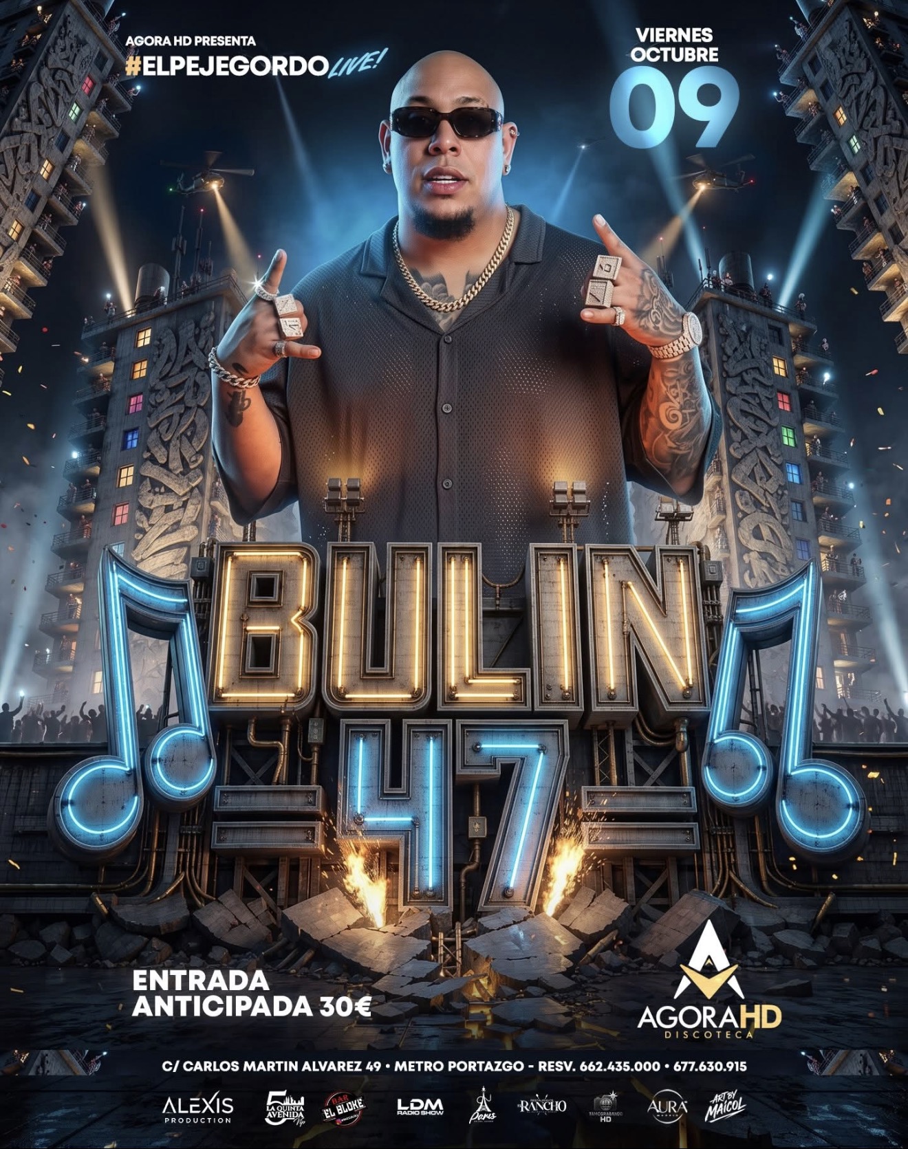 Cartel histórico: Bulin 47 · El Peje Gordo Live. Se conserva completo, incluidos los datos originales.